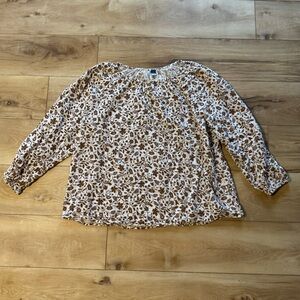 Old Navy Brown Floral Peasant Blouse 100% Cotton XL